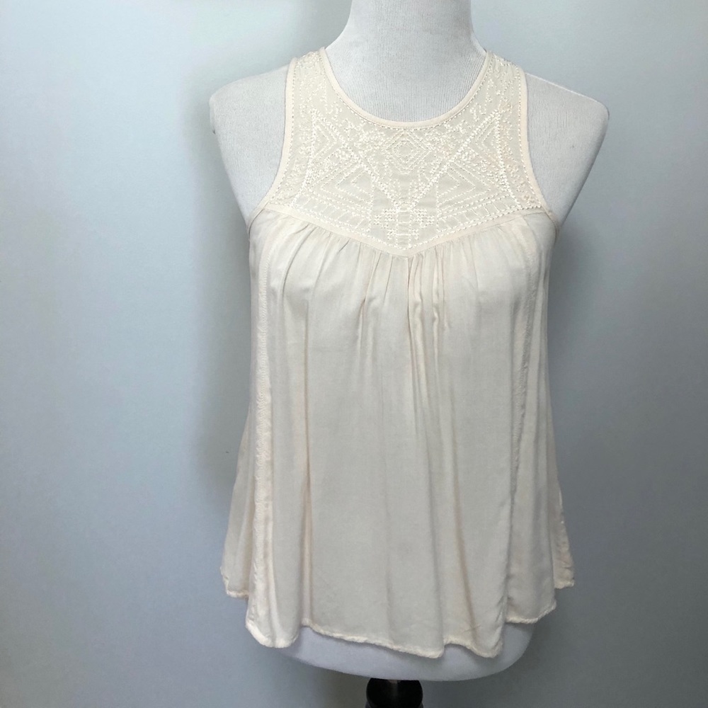NWT American Eagle embroidered hippie boho cream top